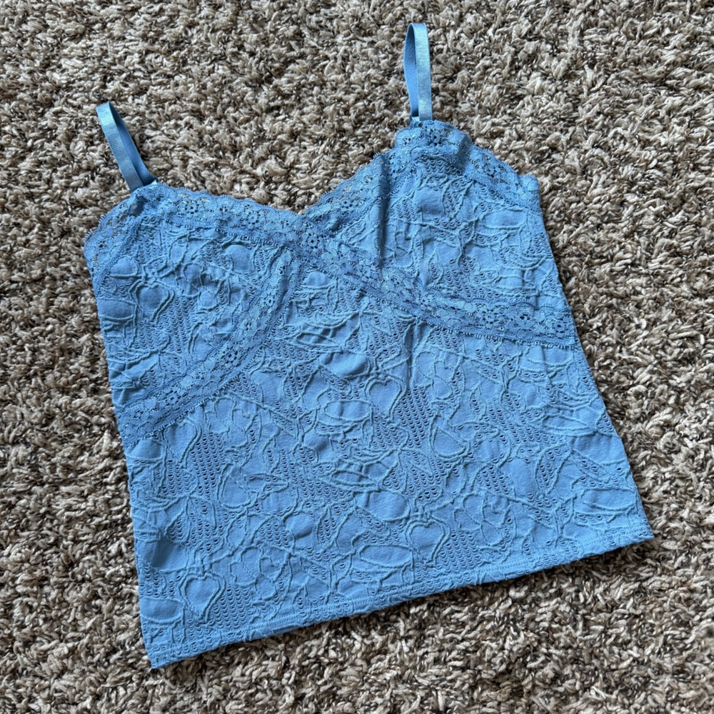 SOLD ON VINTED - Liz and Sara Blush Blue Mesh Tank